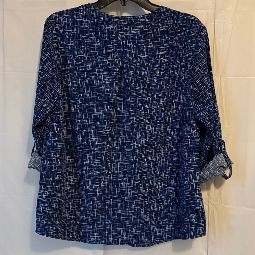 Notations Women's Blue Patterned Button-Down Blou… - image 8